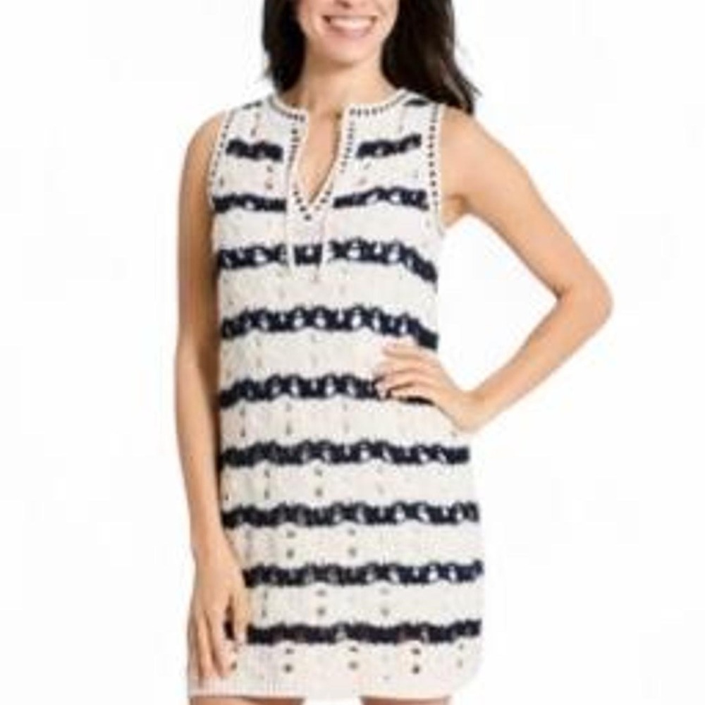 Universal Thread Women's Mini Sweater Dress Blue and White Striped
